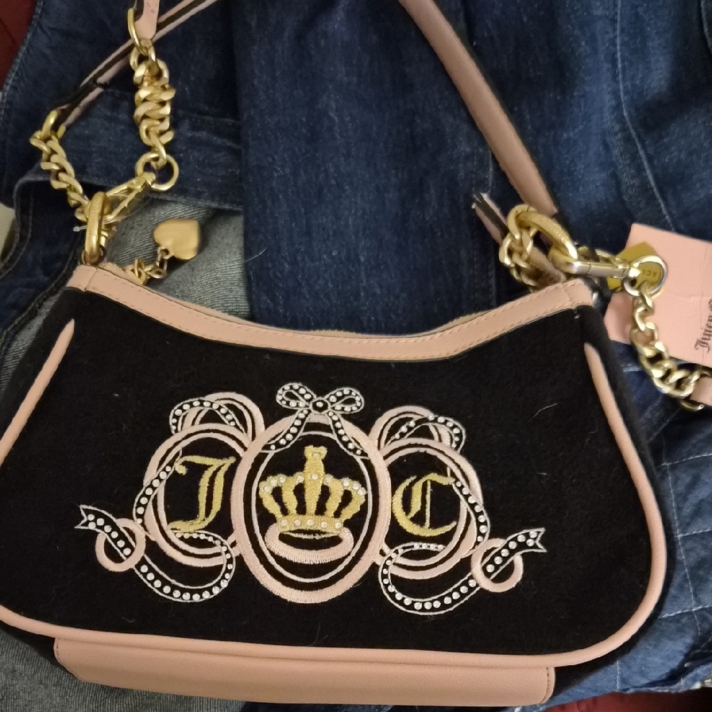 Juicy Couture Black and Gold Shoulder Bag